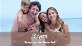  Presentation with sea shore - Presentation theme having family day - portrait of cheerful parents carrying background and a violet colored foreground