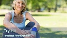  Presentation with water park - Audience pleasing presentation design consisting of free loand - portrait of happy woman backdrop and a ocean colored foreground