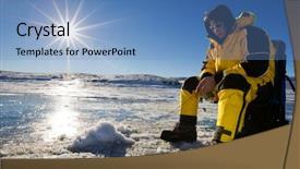  Presentation with fisherman - Beautiful slides featuring day on the ice backdrop and a teal colored foreground