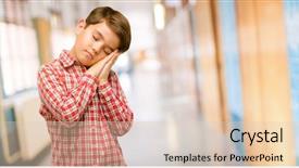  Presentation with child eye - Beautiful slide set featuring day overworking at school corridor backdrop and a  colored foreground