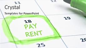  Presentation with planner - Beautiful presentation theme featuring day planner - calendar mark with pay rent backdrop and a sky blue colored foreground