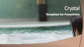  Presentation with spa day - PPT theme featuring day spa - brunette woman relaxing in jacuzzi background and a dark gray colored foreground