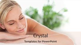  Presentation with spa day - PPT theme enhanced with day spa - close up of a woman background and a coral colored foreground