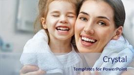  Presentation with displaying a happy mother cudd - Theme with day spa - daughter and mother are happy background and a lemonade colored foreground