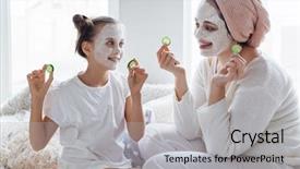  Presentation with mom daughter - Colorful PPT theme enhanced with day spa - mom with her daughter making backdrop and a light gray colored foreground