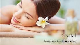  Presentation with spa day - Amazing slide deck having day spa - pretty woman sleeping with head backdrop and a soft green colored foreground