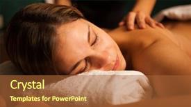  Presentation with beautiful young woman getting face - Audience pleasing presentation consisting of day spa - young woman getting a massage backdrop and a red colored foreground