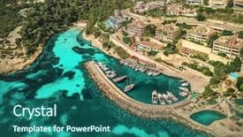  Presentation with view of egret birds - PPT layouts having day travell jorney islands seascape background and a ocean colored foreground