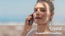  Presentation with people mobile technology - Amazing slide set having day using technology of cellular backdrop and a coral colored foreground