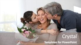  Presentation with family day - Amazing slide deck having day with bunch of flower backdrop and a coral colored foreground