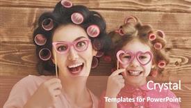  Presentation with mother child - Slide deck with day woman - funny family mother and her background and a coral colored foreground