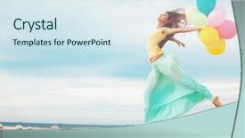  Presentation with bunch - Theme with day woman - happy girl holding bunch background and a sky blue colored foreground