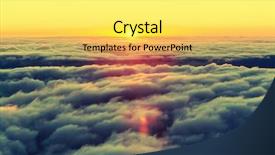  Presentation with hill - Cool new slide deck with beautiful sunset on the hill above clouds backdrop and a yellow colored foreground