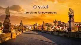  Presentation with czech republic - Presentation design featuring charles bridge with statues background and a yellow colored foreground