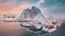  Presentation with falling snow - Audience pleasing theme consisting of falling snow in winter backdrop and a soft green colored foreground