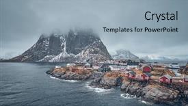  Presentation with islam famous mosque in turkish - Theme with norway with red rorbu house background and a light blue colored foreground