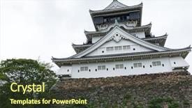  Presentation with japan castle - Beautiful theme featuring ninja - kokura castle in japan backdrop and a sky blue colored foreground