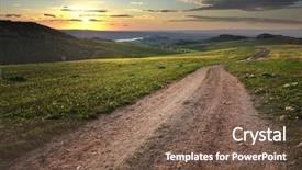  Presentation with dirt - Presentation design consisting of daybreak on a dirt road background and a violet colored foreground