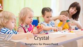  Presentation with kindergarten - Presentation theme enhanced with daycare - kids learning arts and crafts background and a lemonade colored foreground