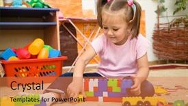  Presentation with bricks - Slide deck with daycare - little girl is playing background and a coral colored foreground
