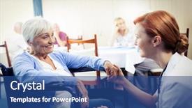  Presentation with daycare - Amazing slide set having daycare - nurse interacting with a senior backdrop and a ocean colored foreground