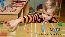  Presentation with daycare - Amazing PPT theme having daycare center - child play in kindergarten backdrop and a yellow colored foreground