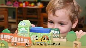  Presentation with daycare - Slide set consisting of daycare center - child play in kindergarten background and a yellow colored foreground