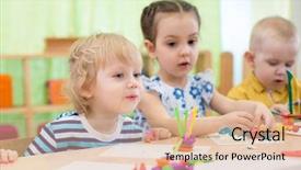  Presentation with craft for kids child art - Slides enhanced with daycare center - kids doing arts and crafts background and a lemonade colored foreground