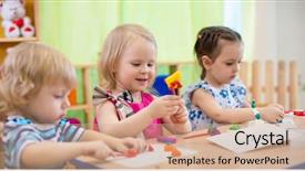  Presentation with kids - Cool new presentation with daycare center - kids making arts and crafts backdrop and a coral colored foreground