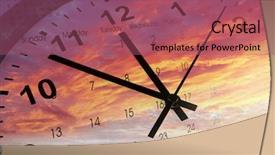  Presentation with clock - PPT theme consisting of change clocks - clock and calendar in bright background and a violet colored foreground