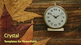  Presentation with old clock time antique - Presentation design having daylight saving clocks fall back - old alarm clock between yellow background and a tawny brown colored foreground