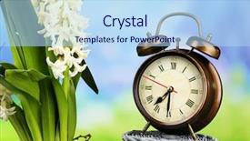  Presentation with alarm - PPT layouts with daylight savings time - alarm clock on nature background background and a light blue colored foreground