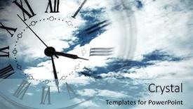  Presentation with clock face - Theme with daylight savings time - clock face in bright sky background and a light blue colored foreground