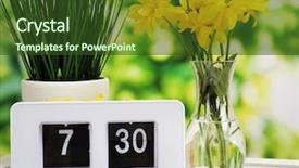  Presentation with alarm - Colorful slide set enhanced with daylight savings time - digital alarm clock on table backdrop and a tawny brown colored foreground