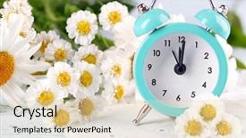  Presentation with alarm - PPT theme enhanced with daylight savings time - small alarm clock with beautiful background and a lemonade colored foreground