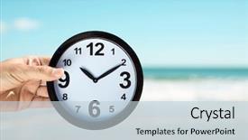  Presentation with clock - PPT layouts featuring daylight savings time ends - closeup of a young caucasian background and a lemonade colored foreground