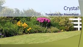  Presentation with lawn and garden - Cool new PPT layouts with daylily flower - summer park garden lawn backdrop and a sky blue colored foreground