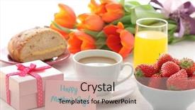  Presentation with mothers day floral - Presentation theme enhanced with hot sunny days - mother's day breakfast with gift background and a coral colored foreground