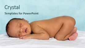  Presentation with old days - Audience pleasing PPT theme consisting of days old sleeping african baby backdrop and a sky blue colored foreground