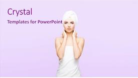  Presentation with spa concept - PPT theme featuring dayspa - young beautiful and natural woman background and a sky blue colored foreground