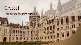  Presentation with historical building - Slide deck with daytime view of historical building background and a lemonade colored foreground