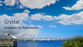  Presentation with florida beach - Audience pleasing slides consisting of daytona beach halifax river in florida cabin and bridge usa backdrop and a light blue colored foreground