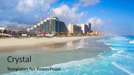  Presentation with florida beach - Presentation design featuring daytona beach in florida coastline of usa background and a light blue colored foreground