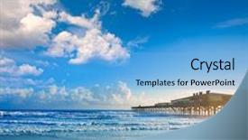  Presentation with florida beach - PPT theme having daytona beach in florida shore with pier usa background and a light blue colored foreground