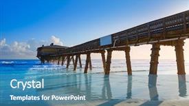  Presentation with florida beach - Slides consisting of daytona beach in florida shore with pier usa background and a teal colored foreground