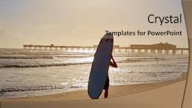  Presentation with florida beach - Theme having daytona beach in florida shore with pier and unknown surfer walking usa background and a soft green colored foreground