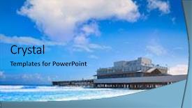  Presentation with florida beach - Theme having daytona beach in florida with pier and coastline usa background and a light blue colored foreground
