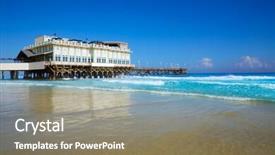  Presentation with florida beach - Theme featuring daytona beach in florida with pier and coastline usa background and a gray colored foreground