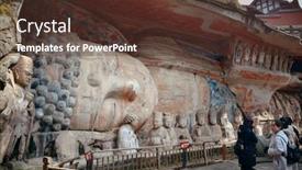  Presentation with world heritage - Beautiful PPT theme featuring dazu-rock-carvings backdrop and a tawny brown colored foreground