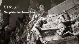  Presentation with heritage - Audience pleasing PPT theme consisting of dazu-rock-carvings backdrop and a tawny brown colored foreground